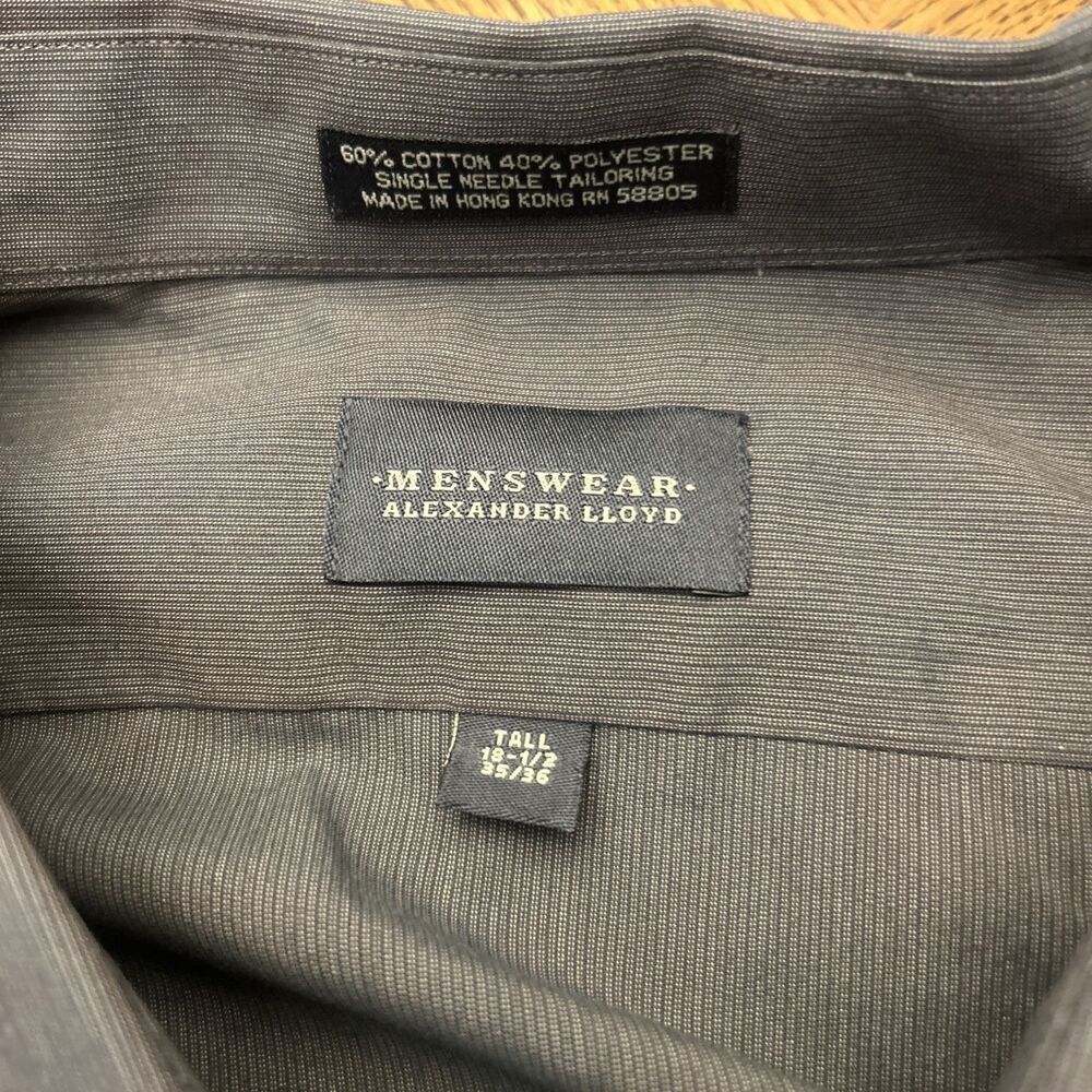 Alexander Lloyd Mens Shirt 18.5 35/36 Dark Gray Long Sleeve Casual Male Big Tall - Picture 6 of 10